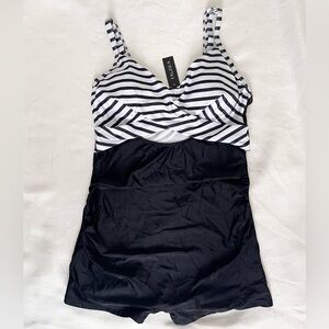 Talisea women’s one piece Striped Black and White Swimsuit  XL